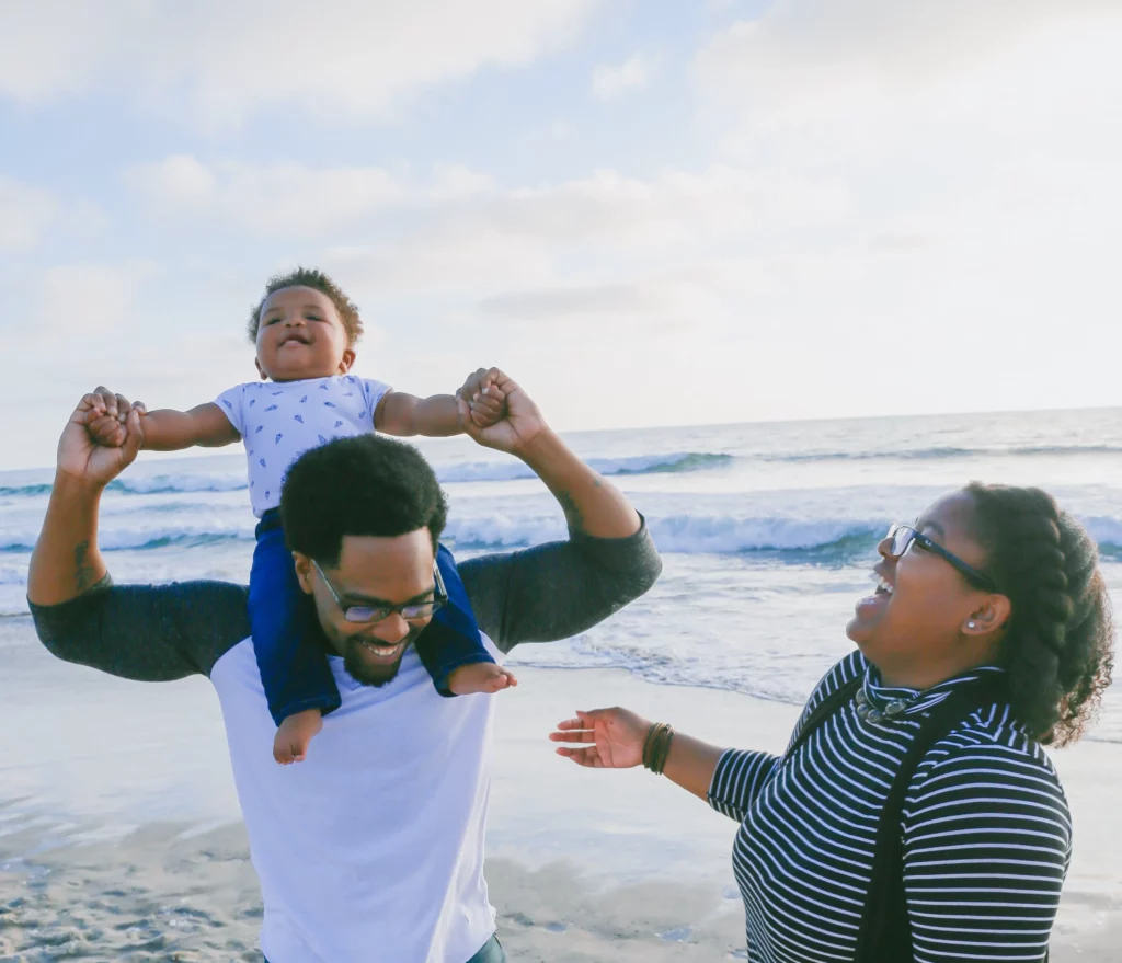 Happy family on the beach